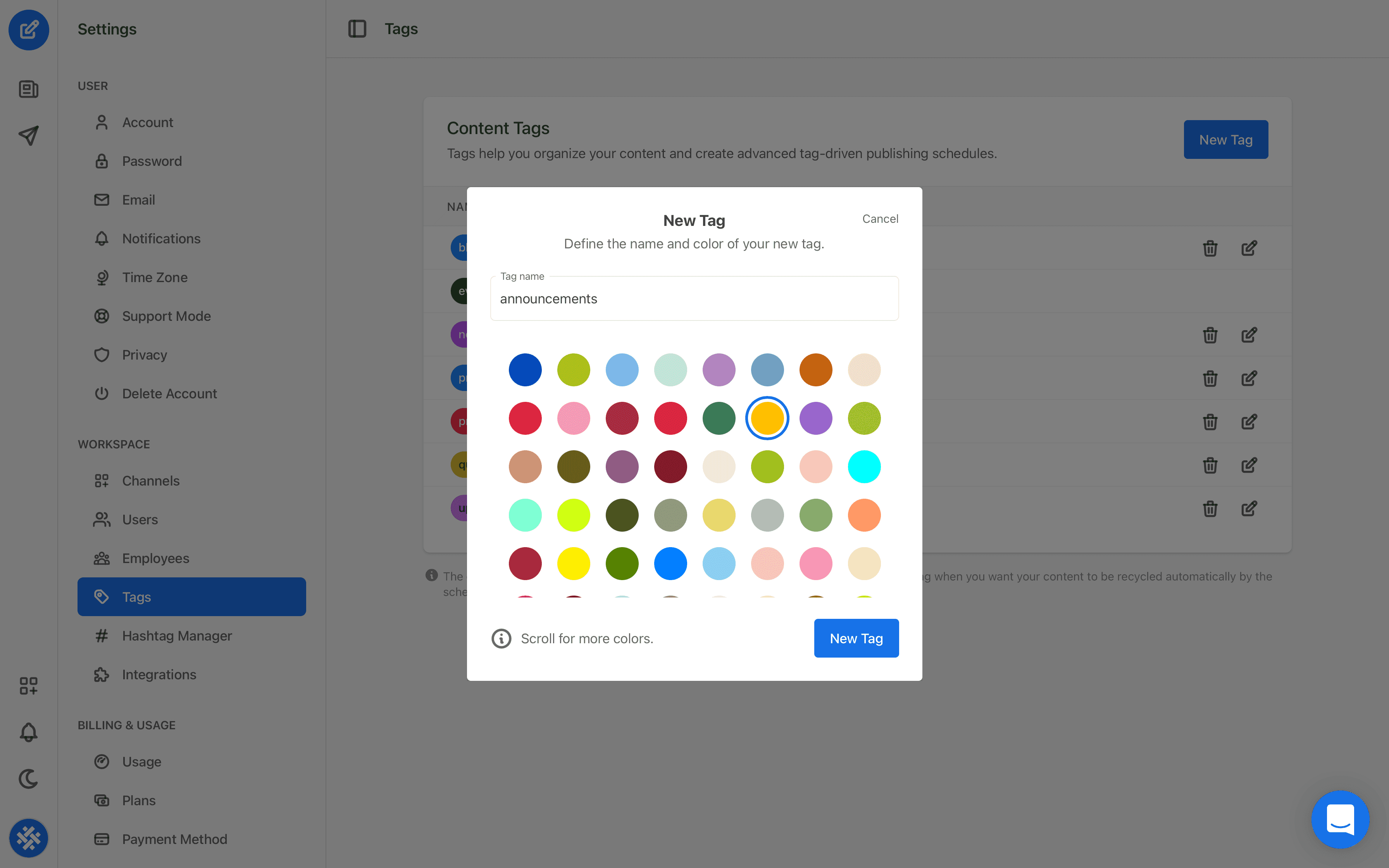 Click the blue New Tag button.